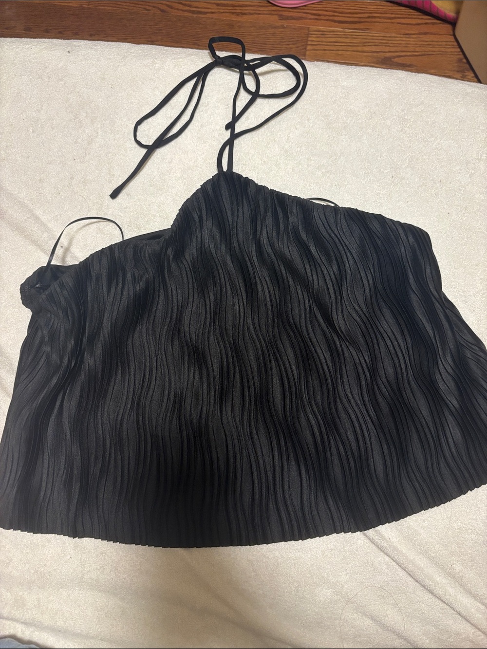 Dynamite Black Pleated Halter Cami